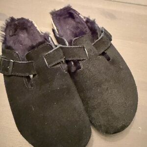 Birkenstock Black Women Suede Clogs with Plush Lining Size 8 black